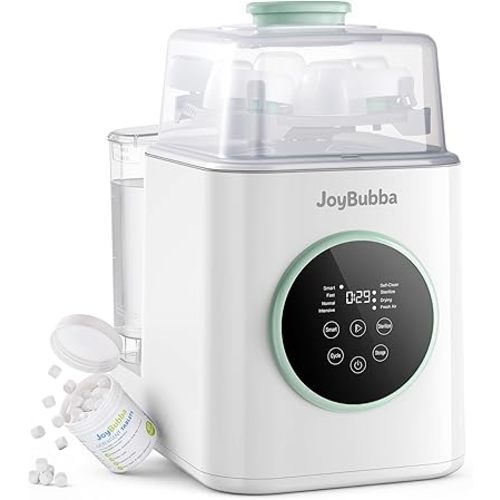 JoyBubba【Upgraded】Baby Bottle Washer, Sterilizer and Dryer, All-in-One Pro Cleaning Machine for Bottles, Pump Parts & Baby Essentials, Effortless Care, Replaces Hand Washing, 60 Cleaning Tablets.