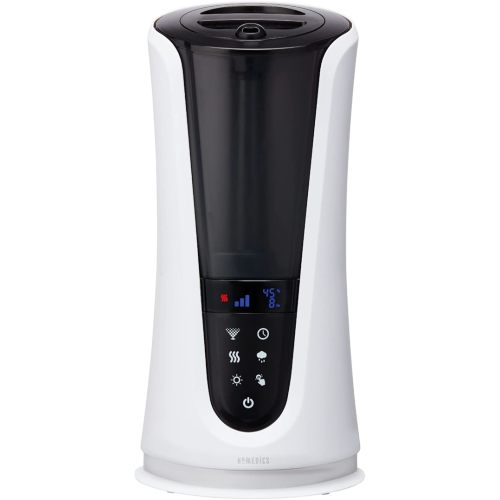 Homedics Ultrasonic Humidifier – Large Deluxe Air Humidifiers for Bedroom, Plants, Office – Cool and Warm Mist Humidifiers, Essential Oil Pads and Built-In Timer, 5 Mist Settings, White and Black