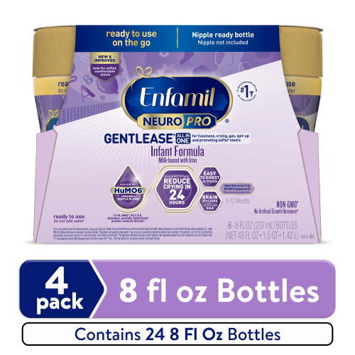 Enfamil NeuroPro Gentlease Ready-to-Feed Baby Formula for Easing Fussiness, Gas, Spit-up in 24hrs, 8 fl Oz, 24 Count