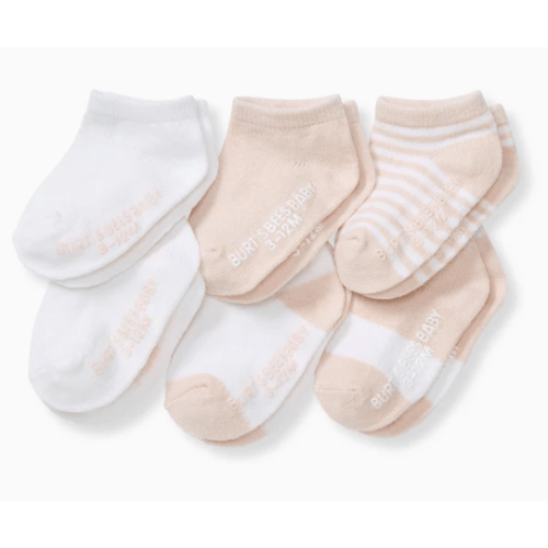 Solid & Stripes Organic Cotton Baby Ankle Socks 6 Pack - Ranunculus