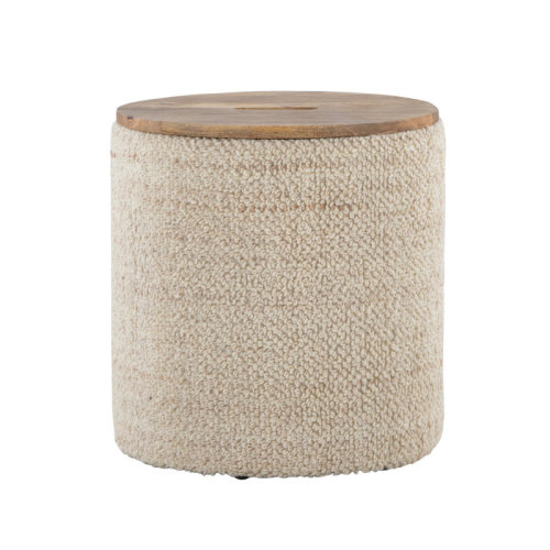Tahoe Contemporary Wood Storage Ottoman in Beige Handwoven Wool and Mango Wood | Wayfair