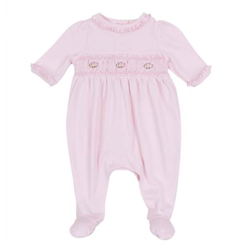 Tiny Tailgater Smocked Footie - Pink