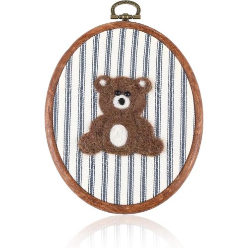Chunful Felted Blue Striped Bear Nursery Wall Decor Cute Wall Art