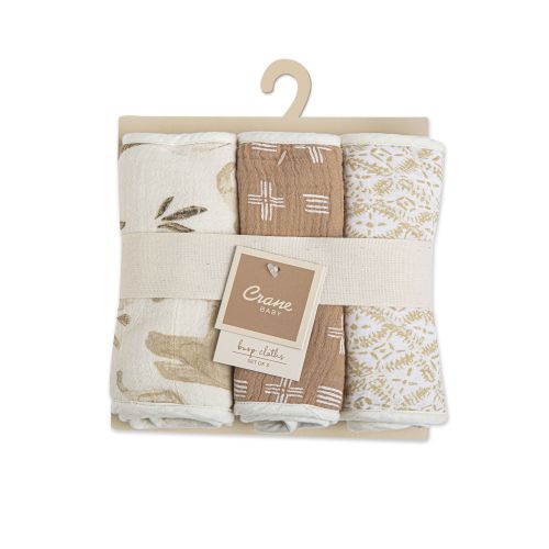 Kendi 3-pc. Cotton Burp Cloth Set | Crane Baby