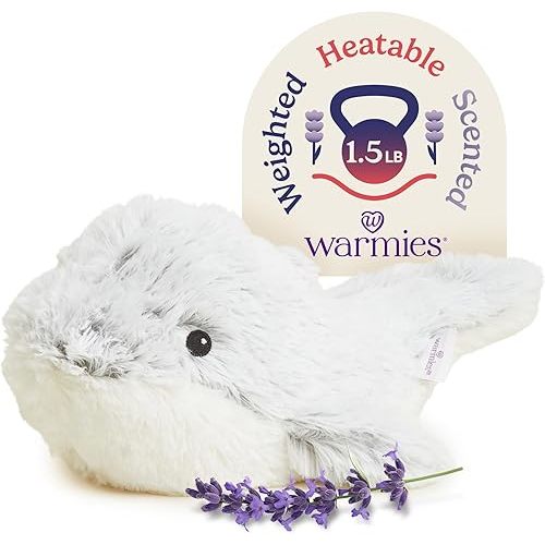 warmies Microwavable & Weighted Stuffed Animals, Dolphin - Heated Stuffed Animal Plushie for Warmth & Comfort - Cute Soft Plush Toys for Adults & Children (Boys, Girls, Babies & Toddlers)