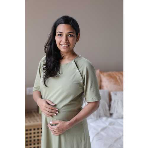 Organic Baby shower gift, Baby girl or baby boy gift, Labor and delivery hospital gown, Maternity dress, Mommy and me outfits for pregnancy