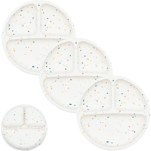 WeeSprout Silicone Divided Plates (No Lids), 100% Food Grade Silicone Divided Plates for Toddlers & Kids, Dishwasher & Microwave Safe
