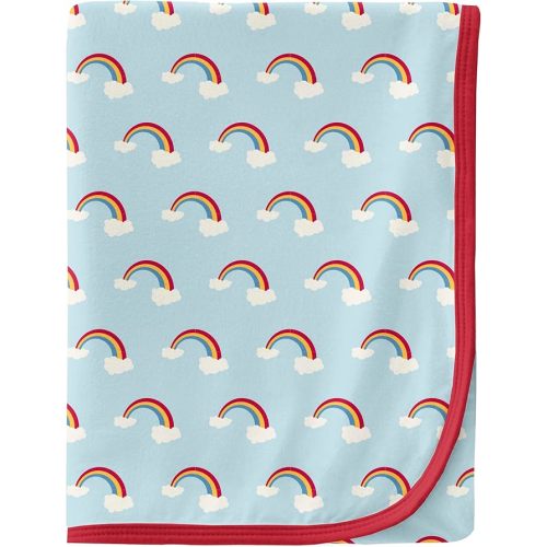KicKee Swaddling Blanket, Made from Luxuriously Soft KicKee Signature Blend Fabric, Buttery Softness for Snuggling Your Baby (Spring Sky Stork - One Size)