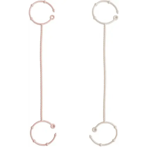 mushie Adjustable Silicone Toy Straps 2-Pack | Baby Accessories Holder for Travel, Stroller, High Chair (Blush/Shifting Sand)