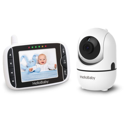 Baby Monitor with Remote Pan-Tilt-Zoom Camera,HelloBaby 3.2 inch Video Baby Monitor HB65 with Camera and Audio, Night Vision, 2-Way Talk,Temperature Sensor, 960ft Range