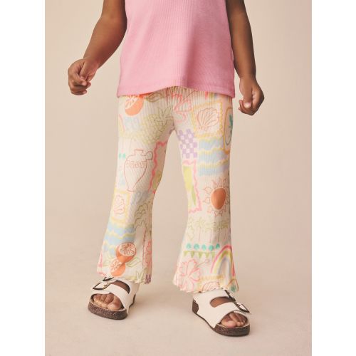 Ecru Rainbow Ribbed Flare Leggings (3mths-7yrs)