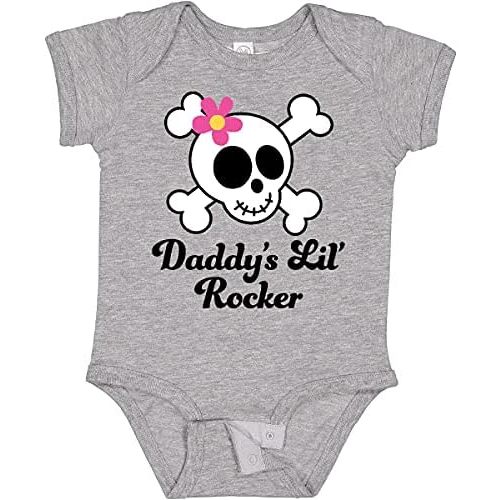 inktastic Daddy's Little Rocker Skull Baby Bodysuit