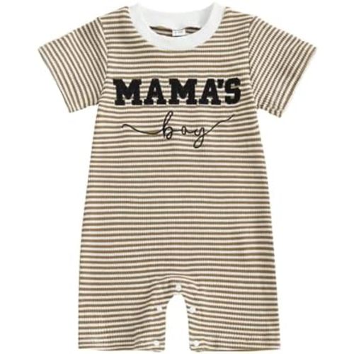 Newborn Baby Boy Summer Clothes Mamas Boy Embroidery Jumpsuit Waffle Round Neck Romper Onesie 3 6 12 18 Months