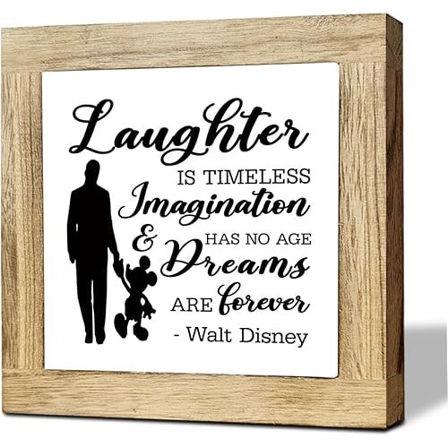 Laughter Is Timeless Imagination Has No Age And Dreams Are Forever, Office Home Decor Sign, Motivational Office Desk Decoration, Farmhouse Home Decoration, Homes Décors 5.9×5.9 inch
