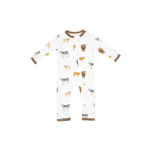 Kids' Cow Print Zip-Up Romper