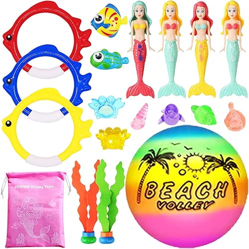 JOINBO 18 Pcs Diving Pool Toys for Kids Ages 3-12 Set with Storage Bag,Pool Games Summer Swim Water Sinking Mermaid Toys