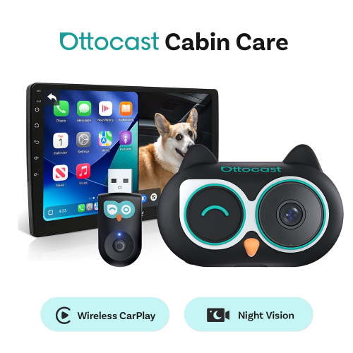 Ottocast Cabin Care Baby Car Camera 1080P HD Rear Camera, Wireless CarPlay Adapter , with Split-Screen