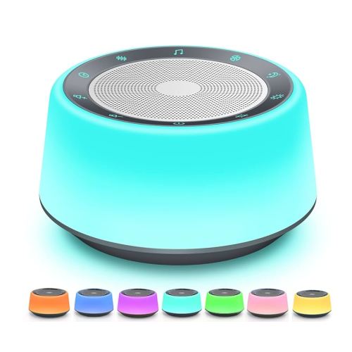 BGOVERSS White Noise Sound Machine, Baby Sound Machine Kids with 30 Soothing Sounds and 7 Colors Warm Night Light for Sleeping, 5 Timers Portable Plug in Sound Machine for Baby, Adults，Grey Color