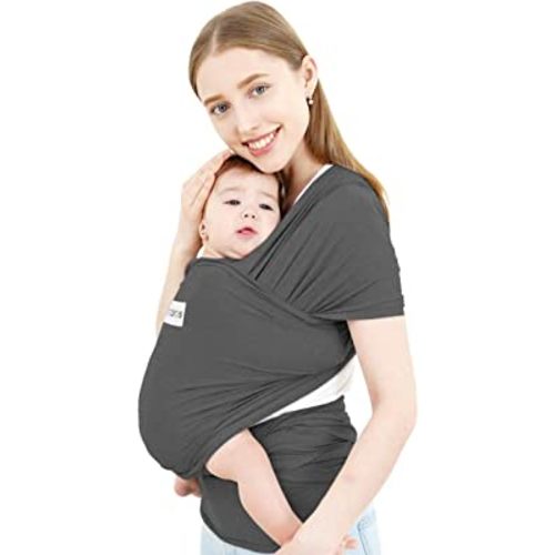 Acrabros Baby Wrap Carrier,Hands Free Baby Carrier Sling,Lightweight,Breathable,Softness,Perfect for Newborn Infants and Babies Shower Gift,Heather Grey
