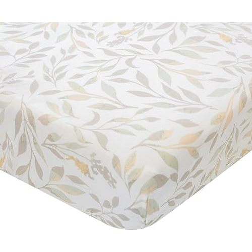 Crane Baby Crib Sheets Neutral, 100% Cotton Crib Sheets Girl or Boy, Neutral Leaf Pattern, Crib Bedding, 28" x 52" x 9", Fits Standard Mattress, Neutral Nursery Decor, AZO-Free Dyes For Sensitive Skin