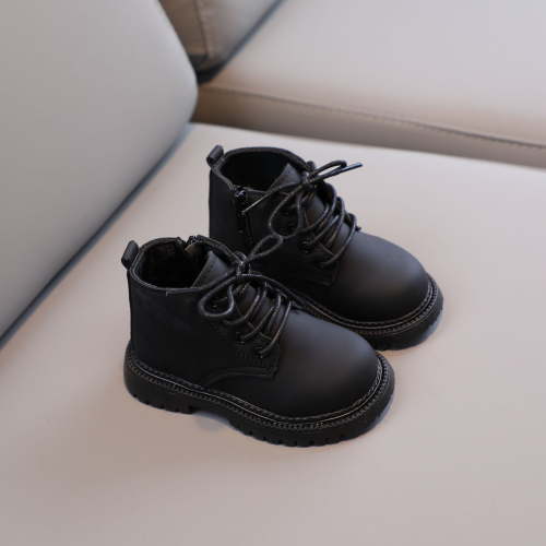 Juebon Shoes Baby Boys Girls Cute Fashion British Style Non-slip Casual Soft Bottom Boot, Black, 15-18 Months