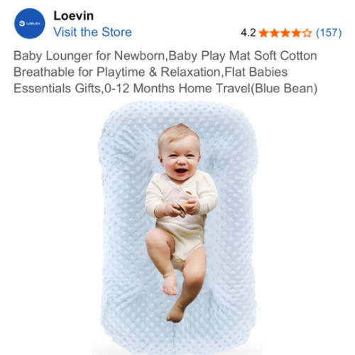 Baby Lounger Pillow,Loevin Baby Lounger Pillow for Newborn Cosleeping for Baby in Bed,Newborn Lounger Baby Nest for Boys & Girls 0-12 Months-Dark Gray