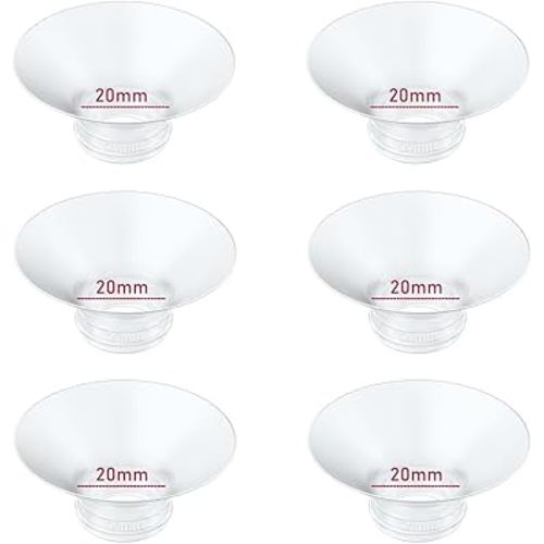 Flange Insert 20mm 6pcs Compatible with Momcozy M5/M9/M6/S12 Pro/V1 Pro/V2 Pro,for Spectra/Medela/MomMed/eufy/Lansinoh/Elvie Breast Pump, Fit for 24mm Flange/Shield of Most Pumps (6PC-20mm)