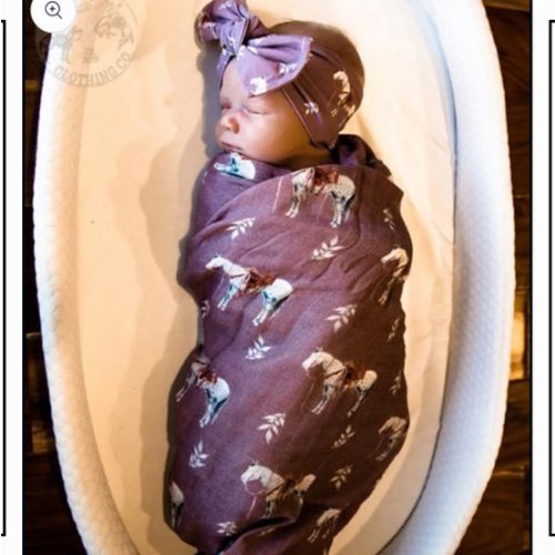 Mauve Ranch Horse Bamboo Muslin Swaddle – Cowkid Clothing Company