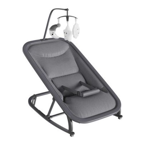 CuisinSmart 2-in-1 Baby Bouncer & Rocker Chair with 3-Position Reclining Seat, Detachable Toy Bar, Lightweight Aluminum Frame, Gray