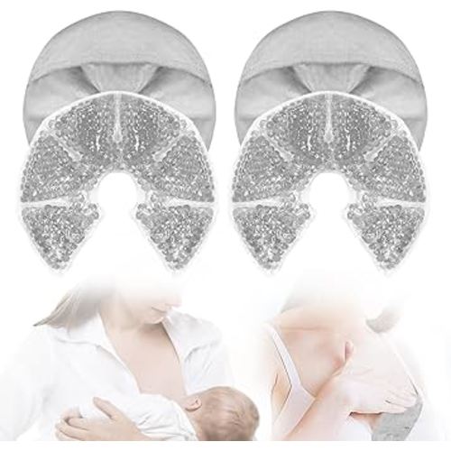 Breast Ice Packs, Breast Therapy Pack for Engorgement Hot and Cold Breastfeeding Gel Pads for New Mom Essentials Reusable Gift for Relieve Clogged Ducts, Nipple Pain, Improve Milk Flow