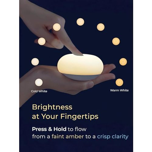 EASZZZ Baby Night Light, Nursery Night Lamp for Breastfeeding, Soft BPA Free Silicone Touch Night Lamp, Eye Caring, Easy Flip Design, Stepless Dimming, 1-Pack