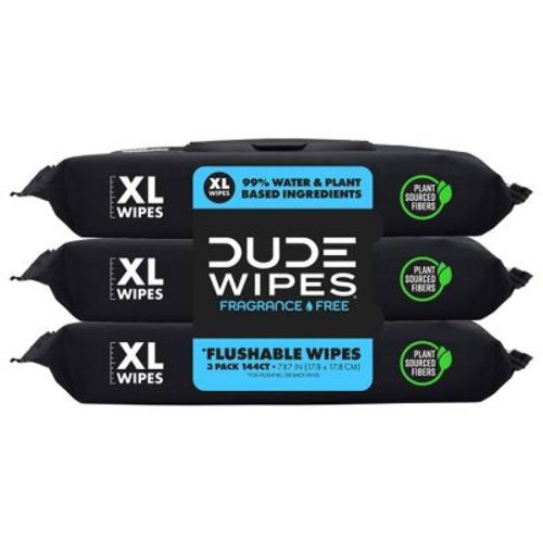 DUDE Wipes Fragrance Free Flushable Wipes for Sensitive Skin - 144ct