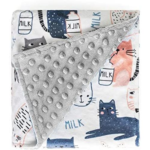 Hofasiii Unisex Boy Girl Lightweight Comfortable Super Soft Plush Minky Baby Blanket in 30’’x40’’,Newborn Receiving Baby Cat Blankets with Dotted Backing