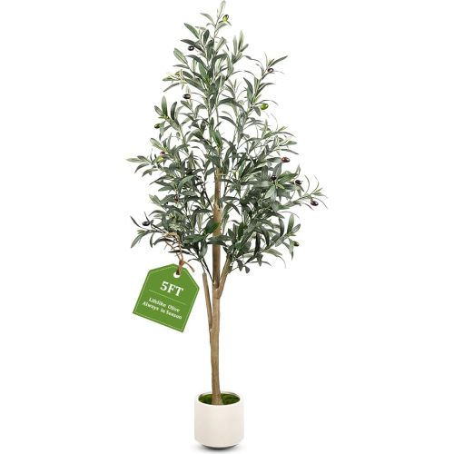 Artificial Olive Tree 5FT with Natural Wood Trunk Faux Plant