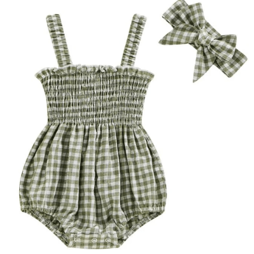 Pastel Gingham Onesie and Bow
