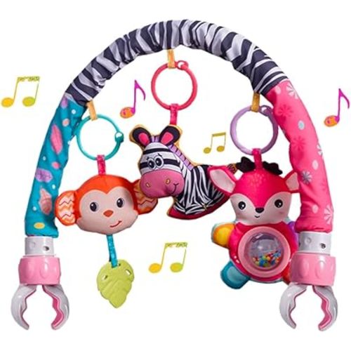 Crib Mobile for Girls, Baby Arch Mobile for Bassinet with Universal Clamps, Versatile Toy Bar for Bouncer Arch Toy 0-3 Months, Babies Gril Mobile Toys 0-6 Months Car Seat Stroller Toys