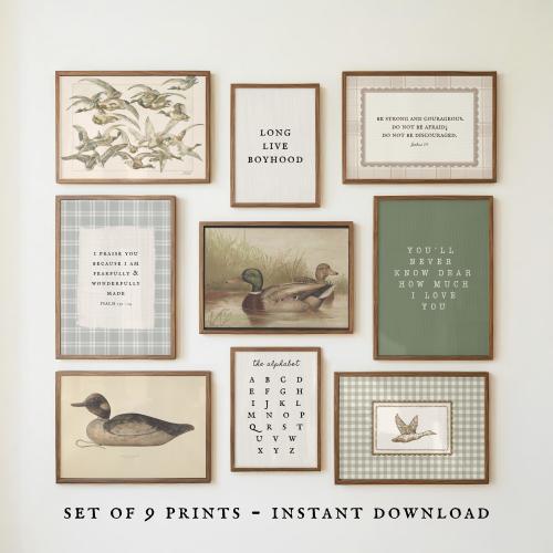 Duck Nursery Decor Bundle | Woodland Hunting Nursery Wall Art | Vintage Outdoor Nursery Prints | Christian Baby Nursery | Digital Download