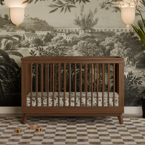 babyletto Scoot 3-in-1 Convertible Crib with Toddler Bed Conversion Kit - Natural Walnut