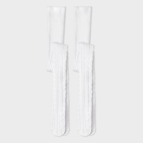 Girls' 2pk Cotton Tights - Cat & Jack™ White M