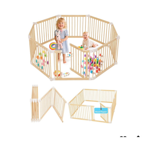 Amazon.com: CONKKA Foldable Wooden Playpen Baby Gate for Babies 3-18 Months-5.2x5.2 ft | 25" Tall Wood Playard Dual-Lock Door for Toddlers, 2-in-1 New Mom Helper Infants Fence, Adjustable Size Shape Large Play Yard