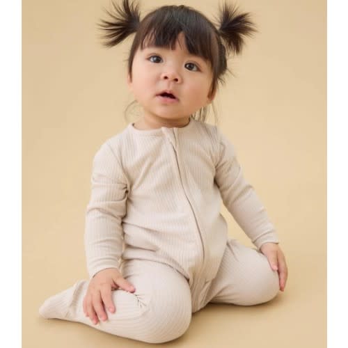 Ribbed Clever Zip Footed Baby Pajamas Ribbed Blue / Newborn