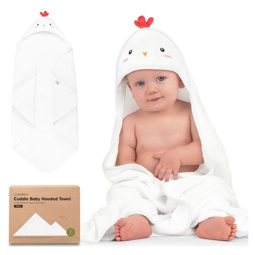 KeaBabies Hooded Baby Towel for Newborn - Viscose Derived from Bamboo Large Baby Bath Towels with Hood for Boys, Girls, Toddler, Extra Absorbent & Soft Newborn Bath Essentials (Rooster)