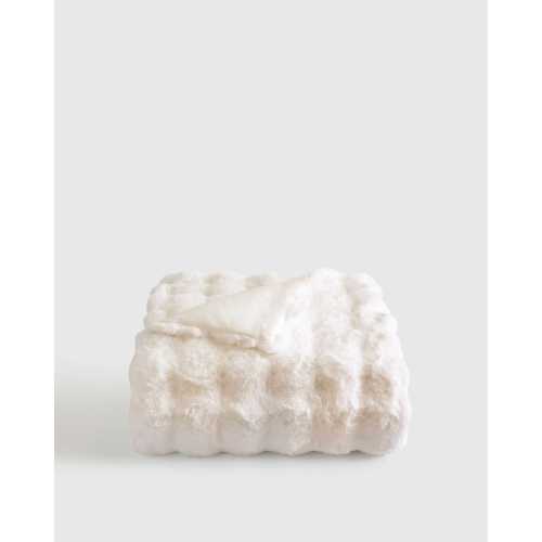 Ruched Faux Fur Throw in Snow