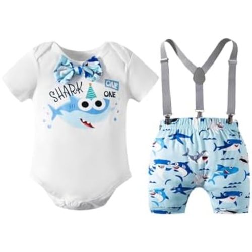 MOMMY'S NEW MAN Toddler Baby Boys First Birthday Melon Birthday Outfit Romper Top + Shorts + Suspenders Photo Shoot Clothes