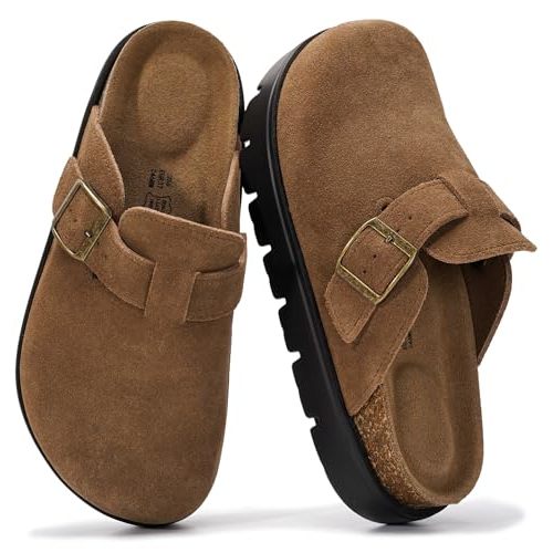 Project Cloud 100% Genuine Leather Platform Clogs for Women | Memory Foam Insole Arch Support; Non-Slip Platform Womens Clogs; Lightweight and Water-Resistant Durable Mules for Women
