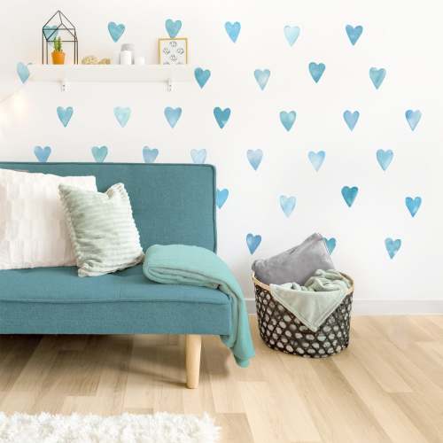Watercolor Hearts • Choose-a-Color • Small • Peel-and-Stick Wall Decals