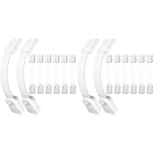 16-Pack Cabinet Locks Baby Proofing - Syican Child Proof Drawer Locks, Multi-Purpose for Drawers, Fridge, Toilet Seat, Trash Can, Ideal Stocking Stuffers, White