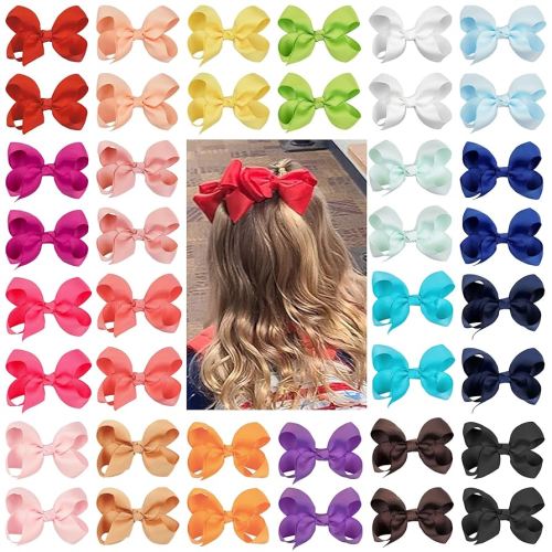 40Pcs 3 inch Hair Bows for Girls Grosgrain Ribbon Toddler Back to School Hair Accessories with Alligator Clips for Baby Girls Kids in Pairs