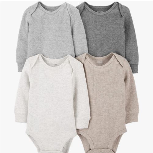 Simple Joys by Carter's Baby 4-pack Soft Thermal Long Sleeve Bodysuits