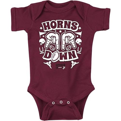 Horns Down Baby Apparel for Texas A&M College Fans (NB-7T) (Maroon Bodysuit, 6 Months)